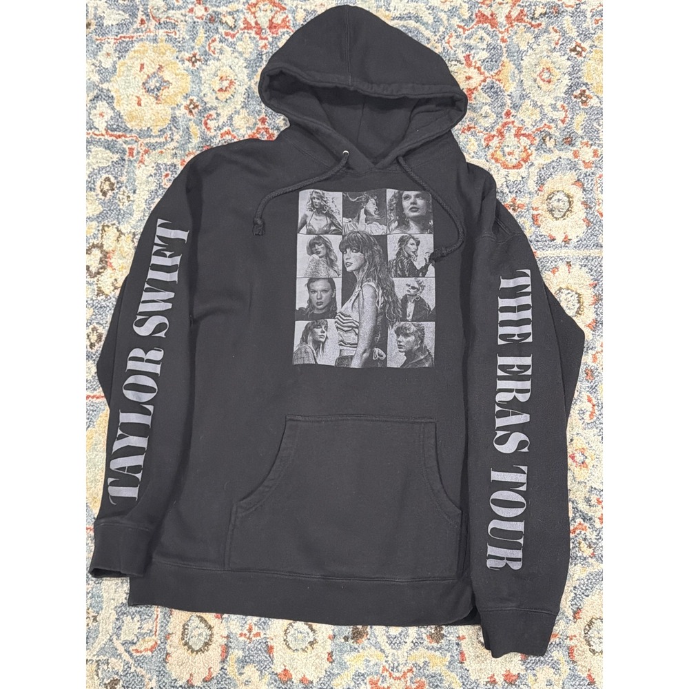 Taylor Swift Eras Tour Hoodie Women XL Black Official Merch Houston EUC - Picture 1 of 8